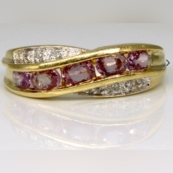 14k Pink Sapphire and Diamond Ring - Picture 1 of 5